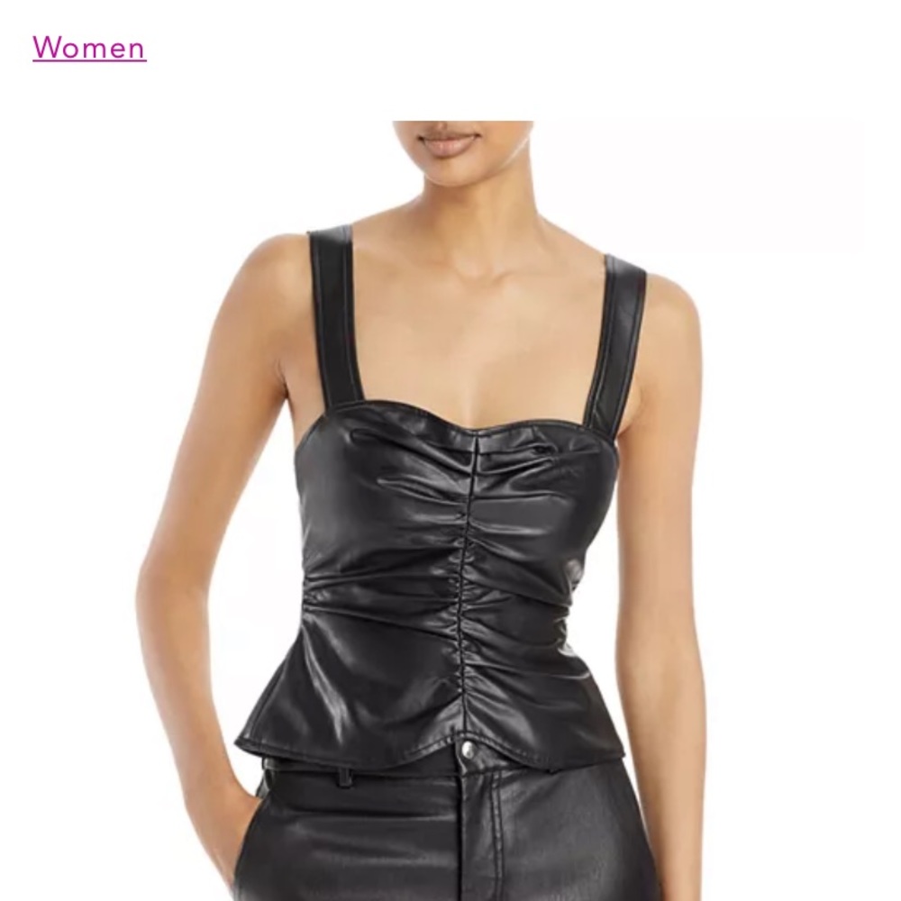 Black faux leather ALC top